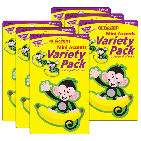 Trend Enterprises Monkeys and Bananas Mini Accents Variety Pack, 36 Pieces, PK6 T10818